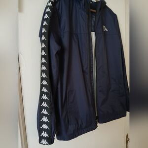 Kappa Hooded Windbreaker, Navy, Size Large